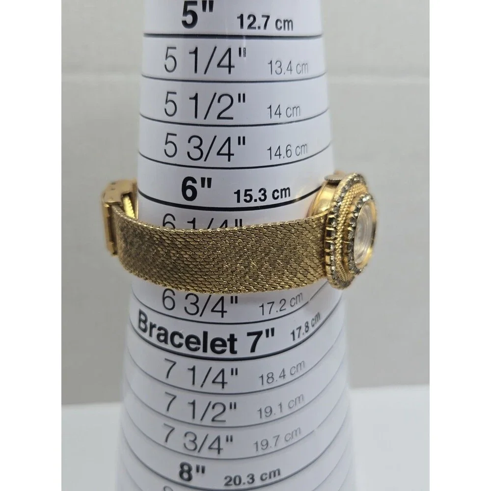 Womens Vintage Monarch Manual Wind Swiss Made Gold Tone Rhinestone Watch Runs